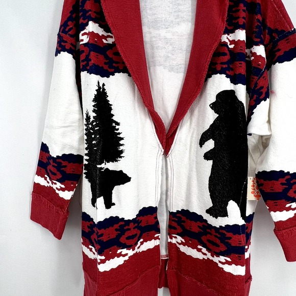 FREE PEOPLE MOVEMENT Size XS Southwestern Bear Print Novelty Towel Robe - Picture 3 of 5